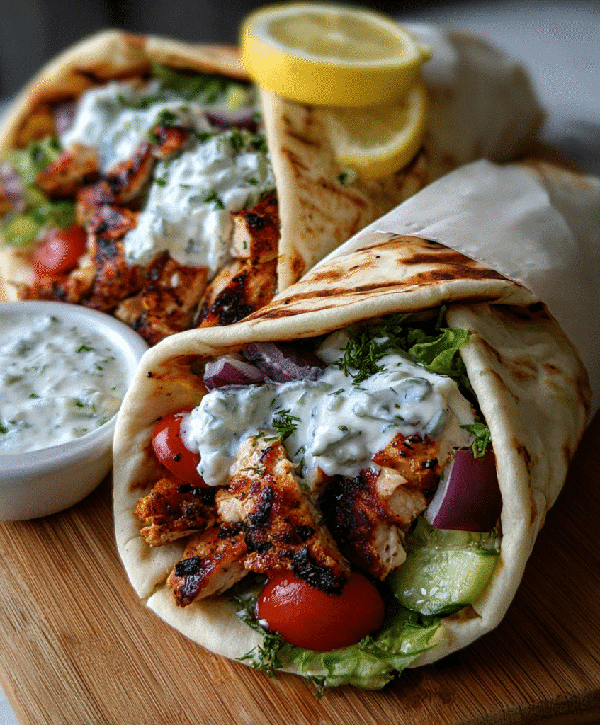 Mediterranean Chicken Gyros with Creamy Feta Tzatziki