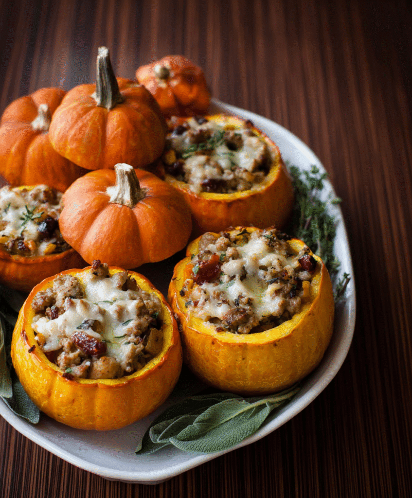 Ground Turkey & Brown Butter Sage Stuffed Pumpkins