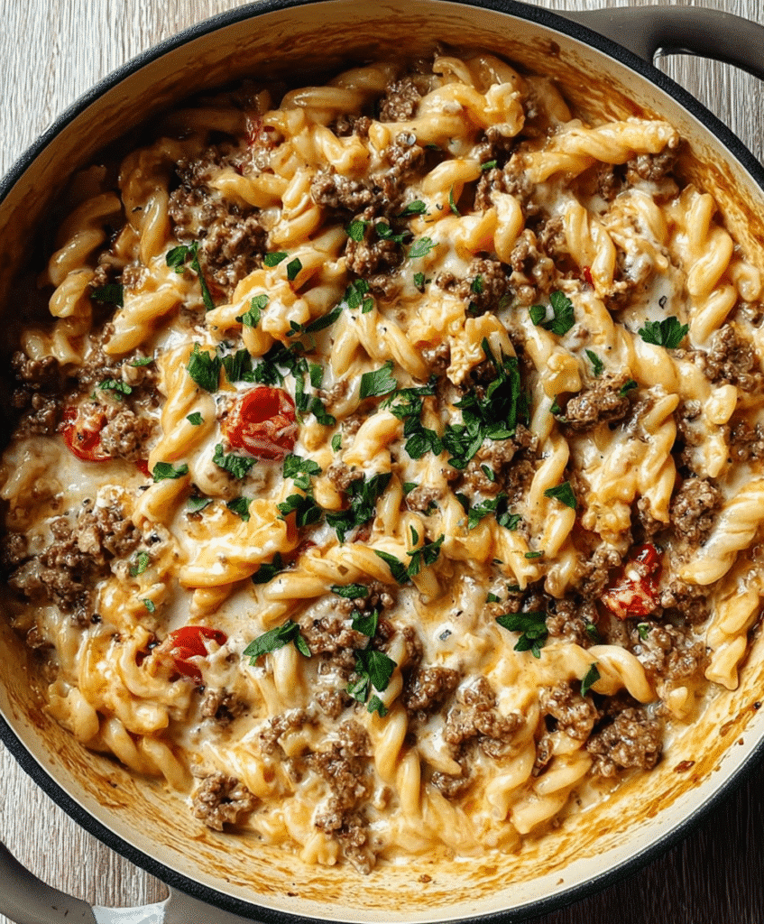 Stovetop Creamy Ground Beef Pasta