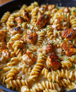 Cheesy Cajun Garlic Chicken Rotini Skillet Recipe