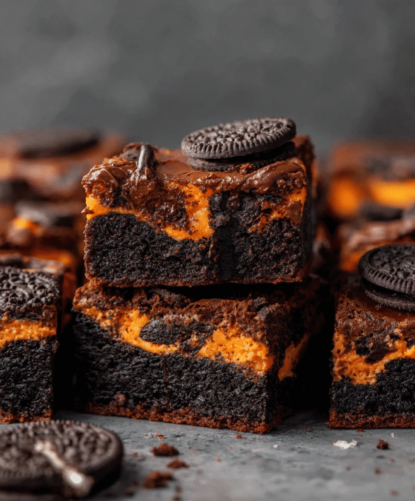 Halloween Oreo Stuffed Brownies