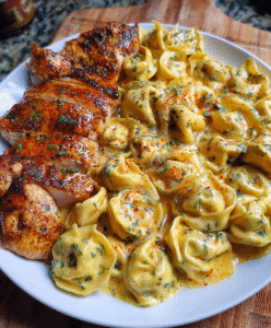 Velvety Cajun Chicken Tortellini in Three-Cheese Sauce