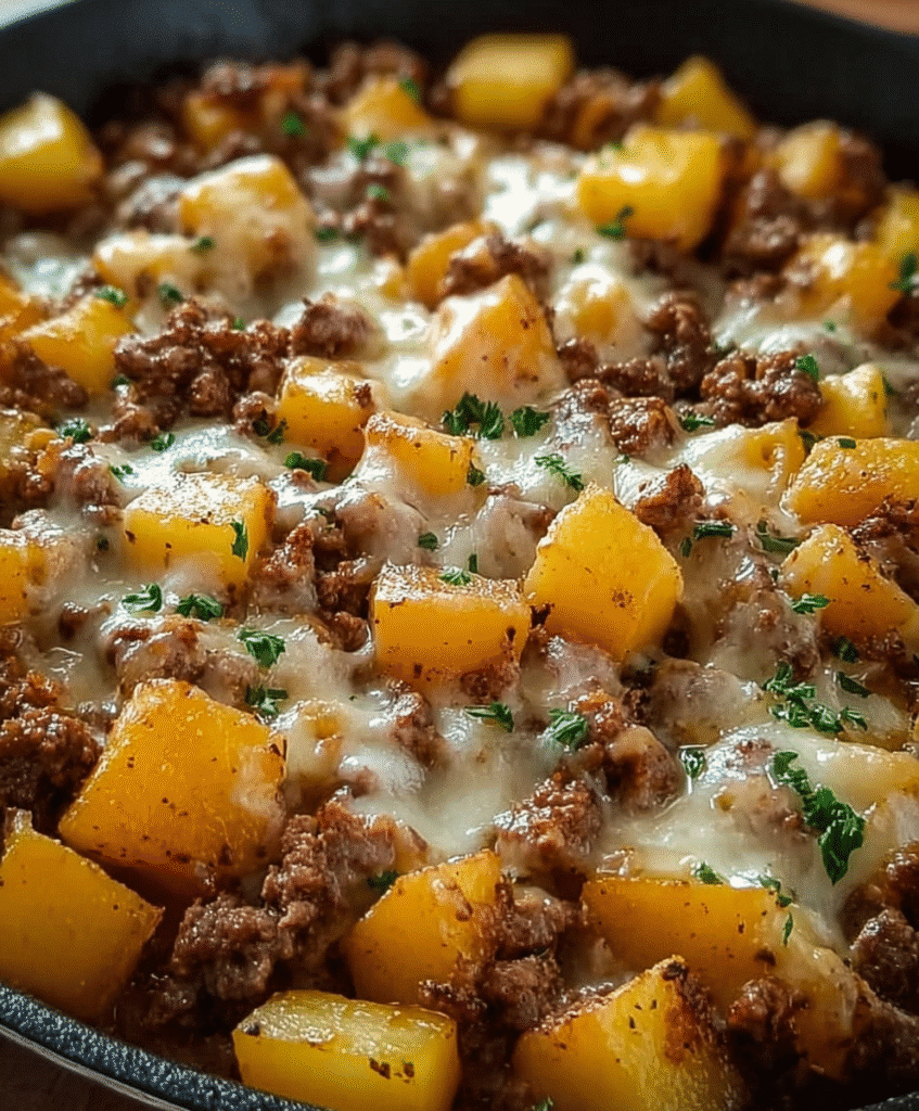 One-Pan Cheesy Meat & Potato Skillet