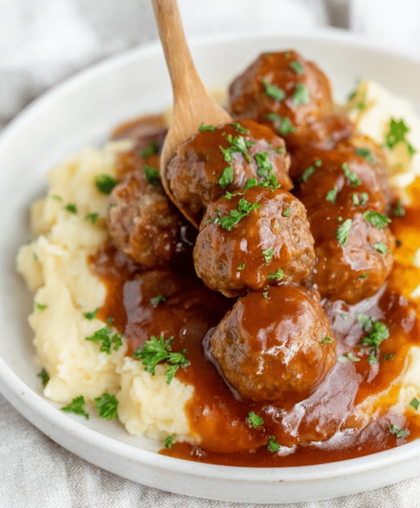 Slow Cooker Salisbury Steak Meatballs