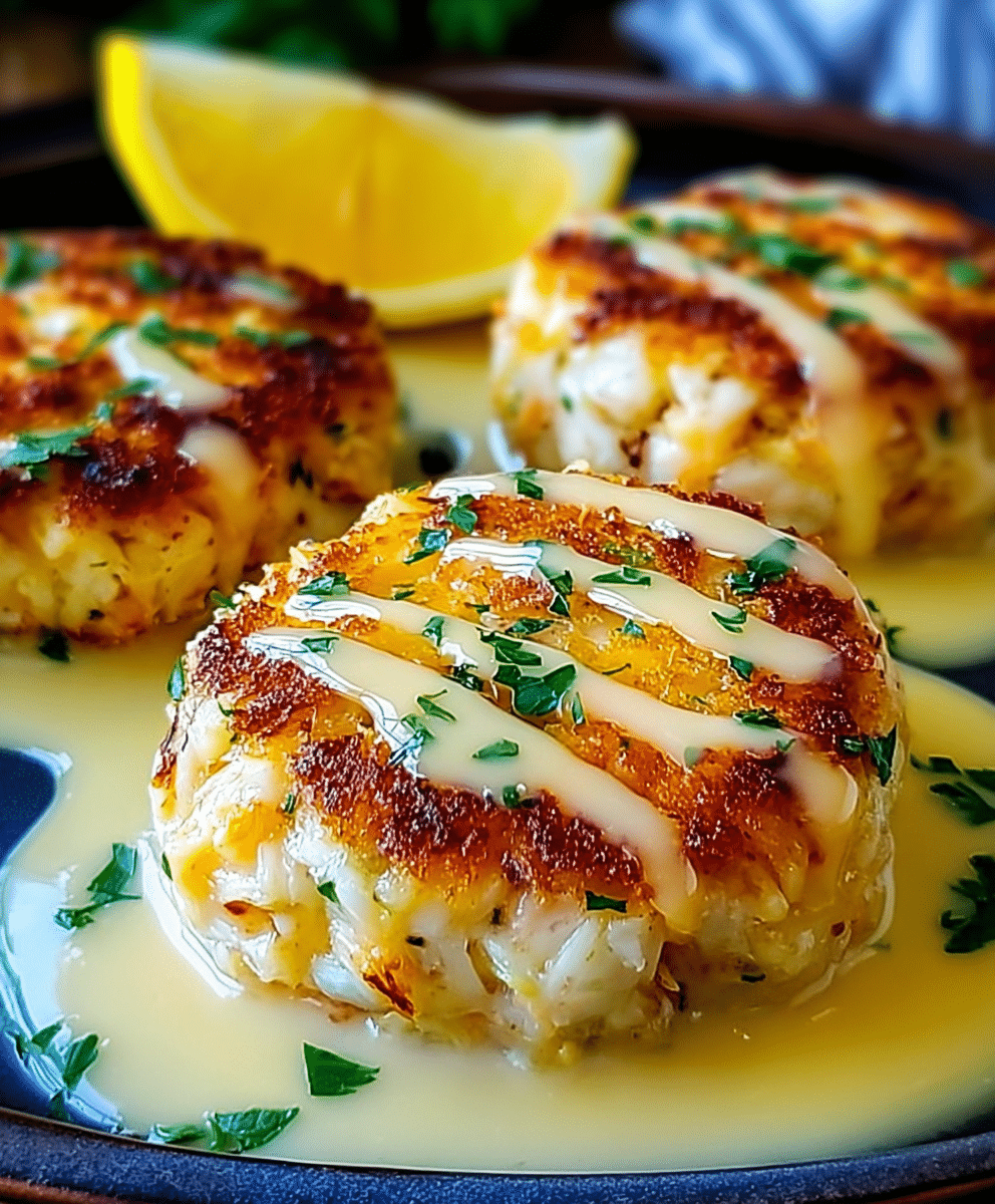 Cheddar Bay Crab Cakes with Lemon Butter Drizzle