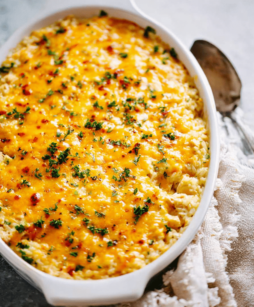 Cheesy Chicken and Cauliflower Rice Casserole