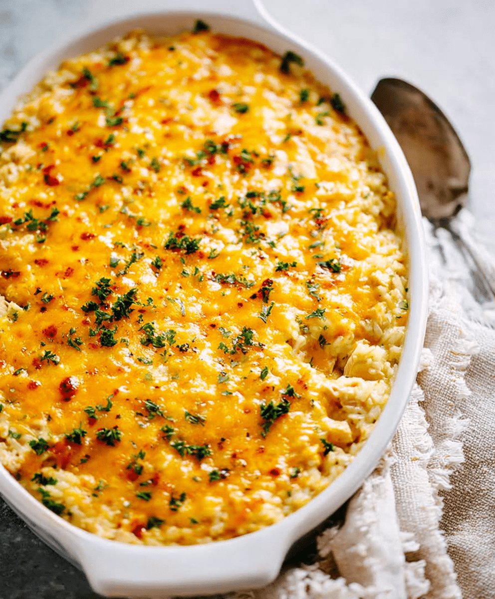 Cheesy Chicken and Cauliflower Rice Casserole
