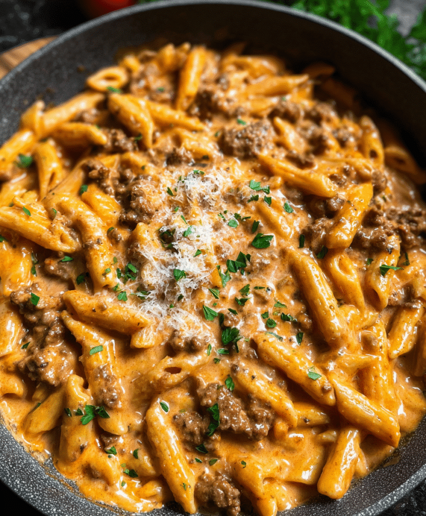 High Protein Creamy Beef Pasta