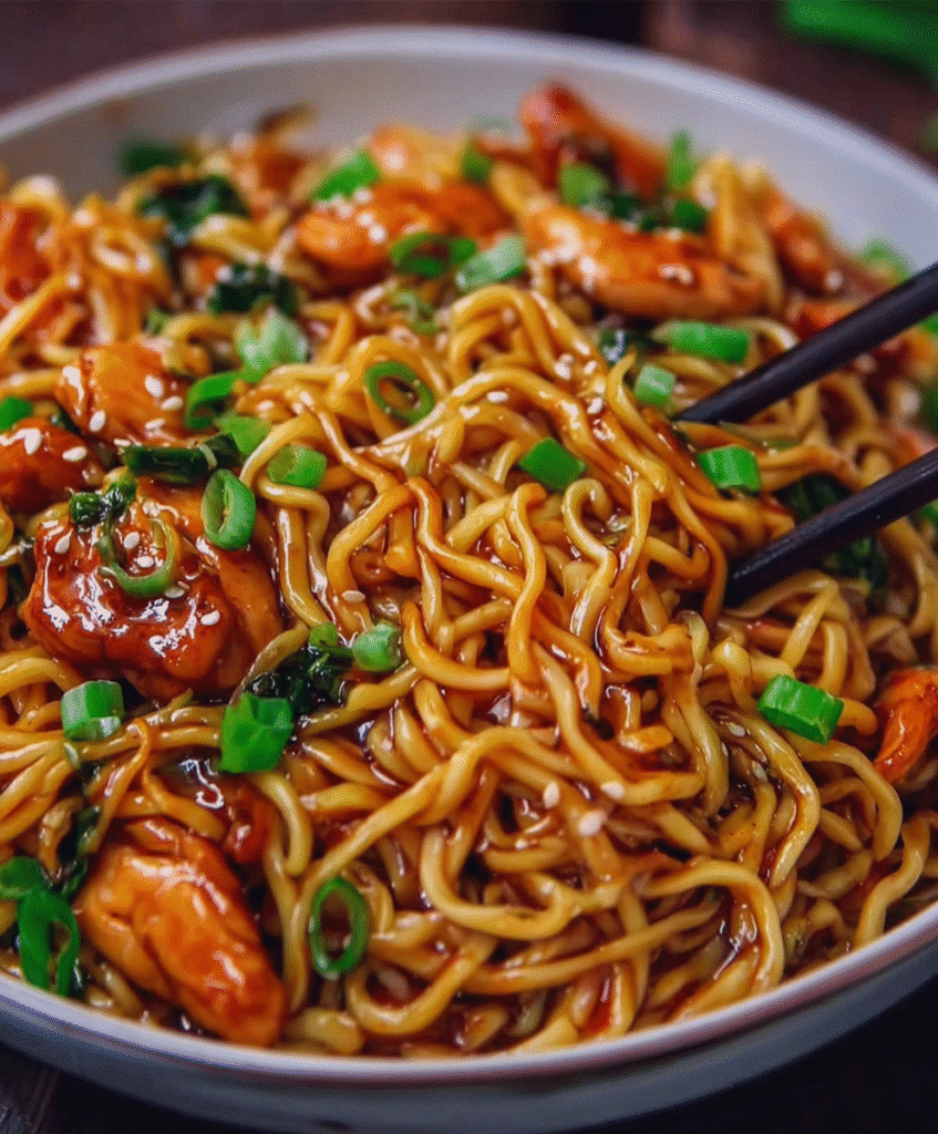 Sticky Garlic Chicken Noodles
