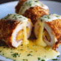 Chicken Cordon Bleu with Swiss Cheese Sauce