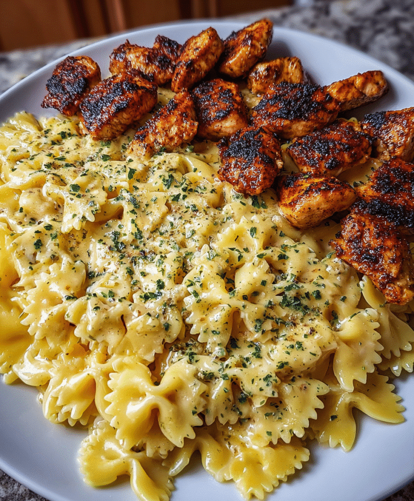 Creamy Garlic Butter Cajun Chicken Bowtie Pasta