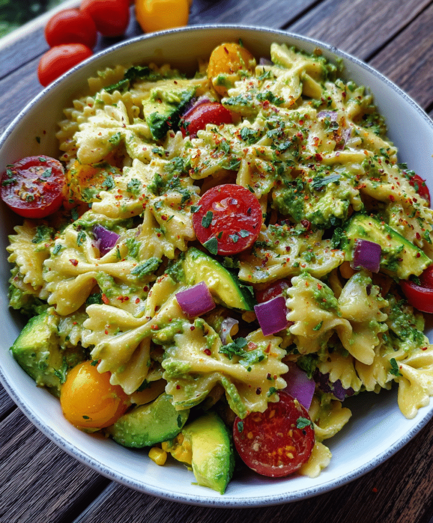 Creamy Avocado Pasta Salad with Fresh Veggies