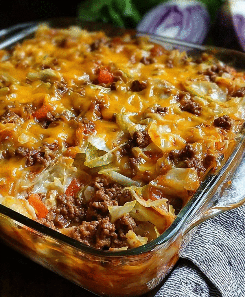 Savory Cabbage Beef Bake