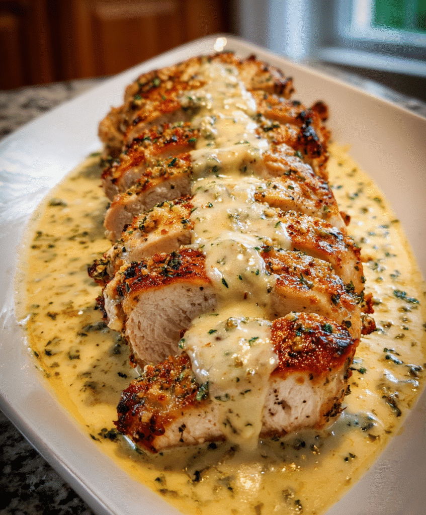 Baked Caesar Chicken with Creamy Parmesan Sauce
