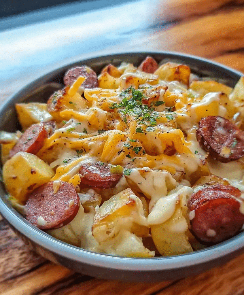 Cheesy Ranch Potatoes and Smoked Sausage