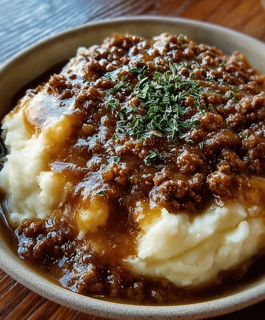 Ground Beef & Gravy with Mashed Potatoes