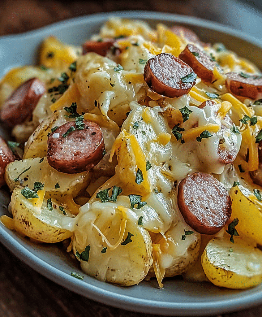 Cheesy Ranch Potatoes and Smoked Sausage