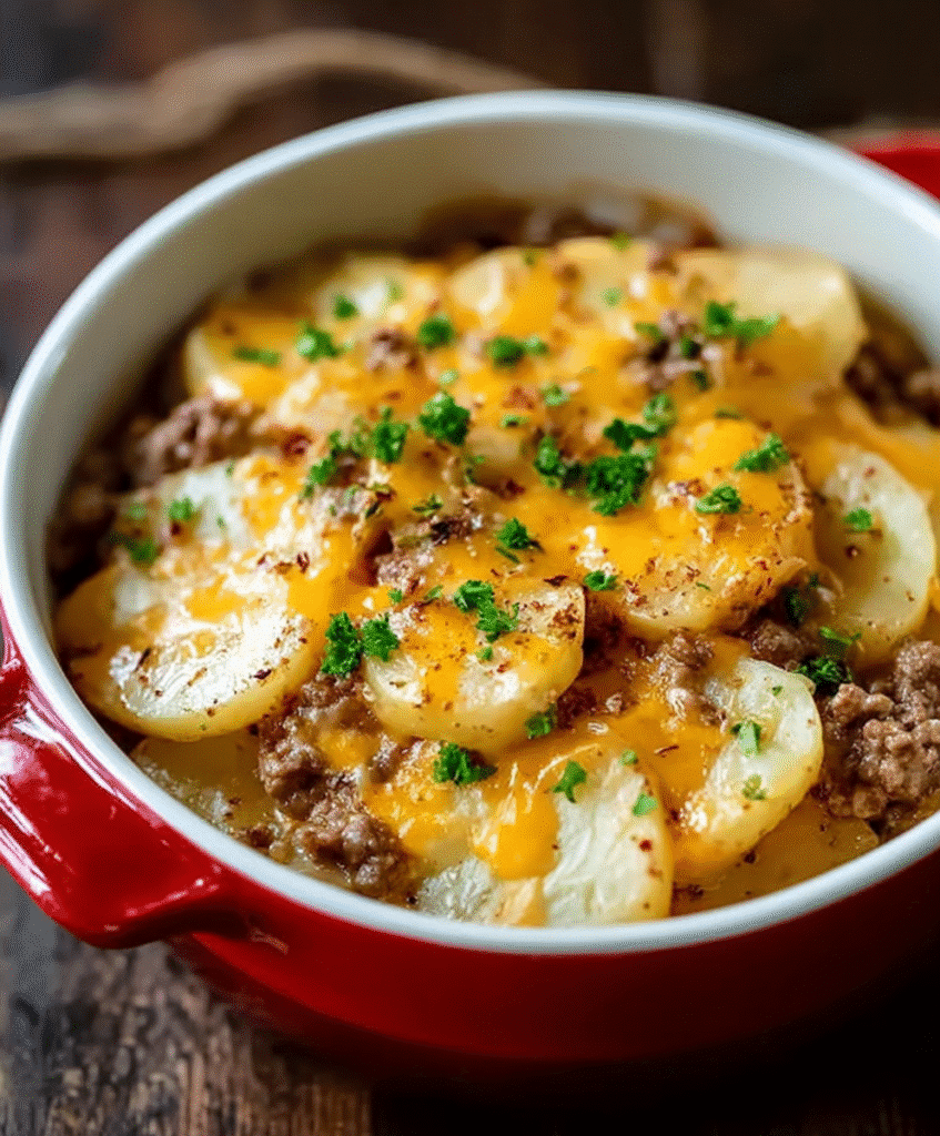 Cowboy Potato Casserole - Easy Cheesy Crockpot Dinner Recipe for Families