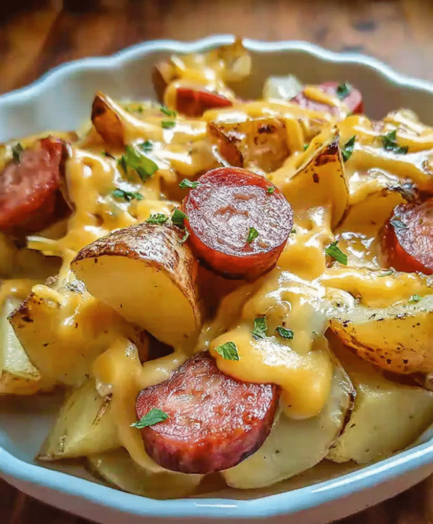 Cheesy Ranch Potatoes and Smoked Sausage