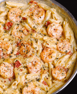Creamy Mozzarella Shrimp Pasta