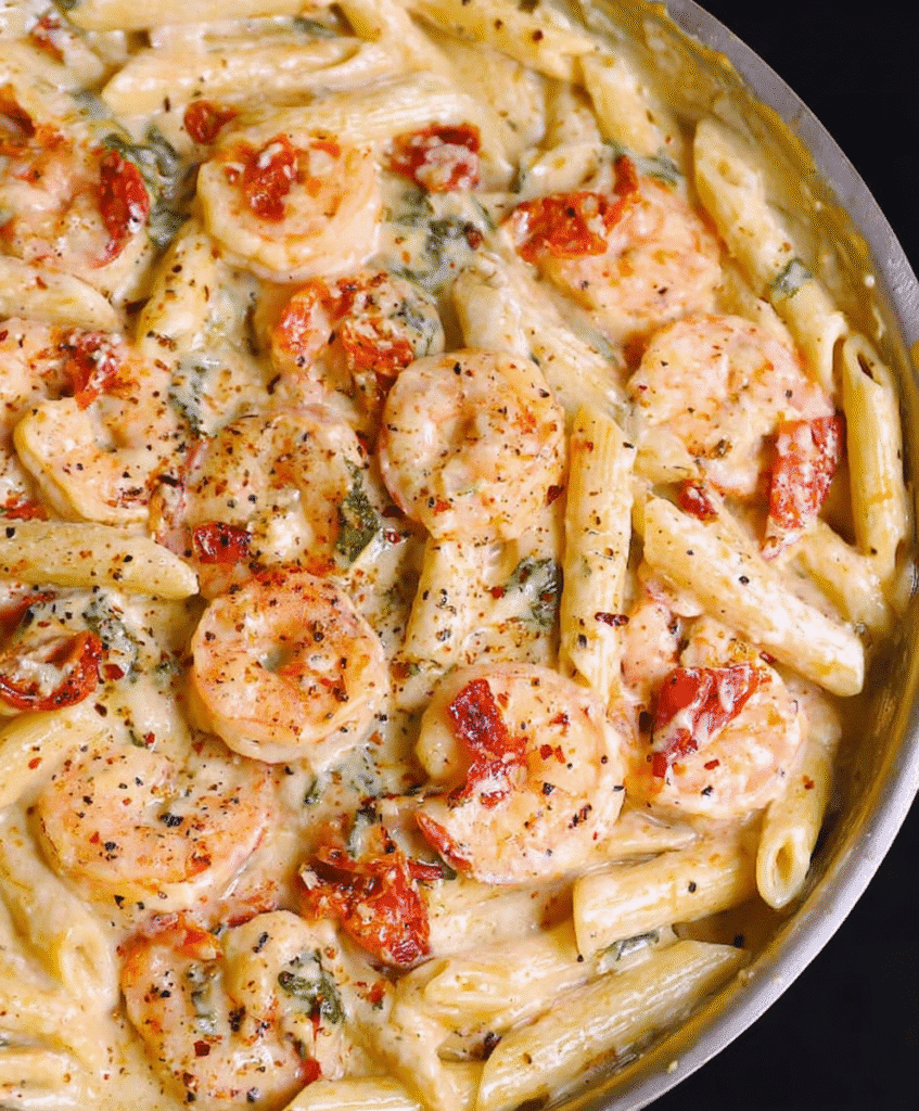 Creamy Mozzarella Shrimp Pasta