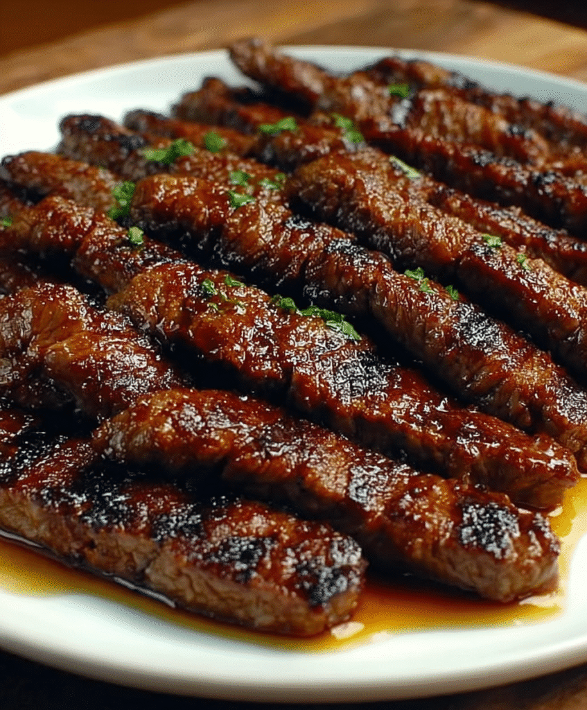 Grill Pan Honey Glazed Steak Strips
