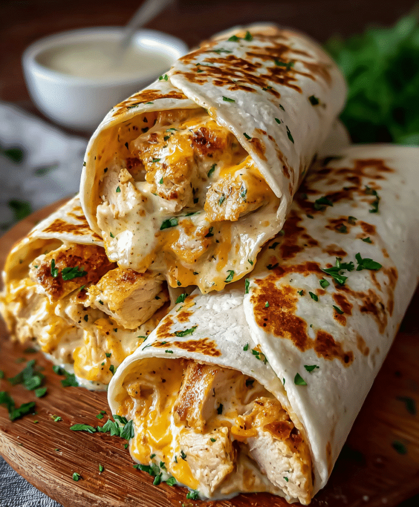Cheesy Chicken Garlic Wraps