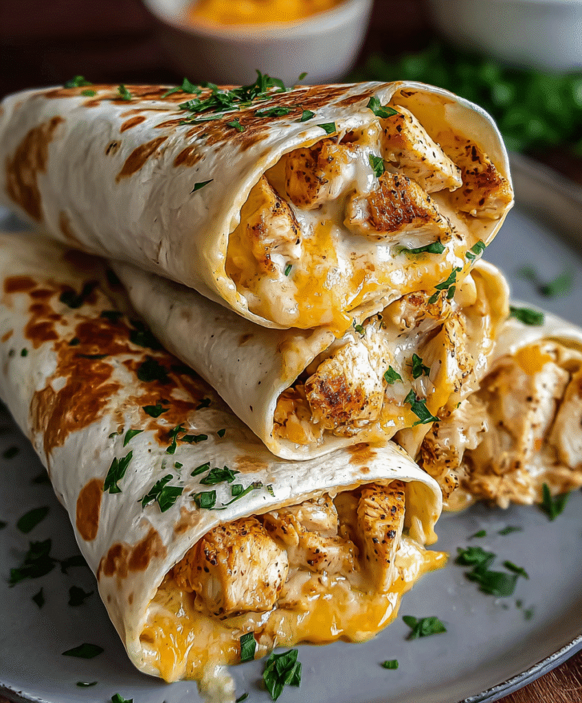 Cheesy Chicken Garlic Wraps