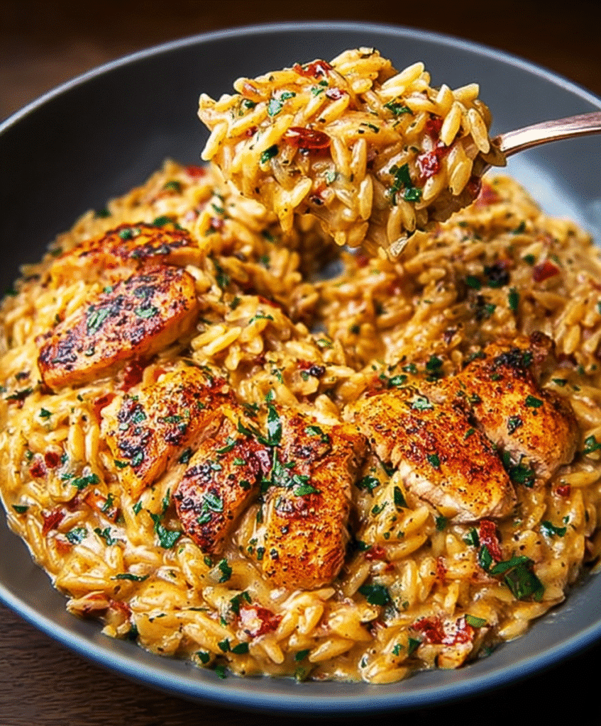 One-Pot Cajun Chicken Alfredo Orzo
