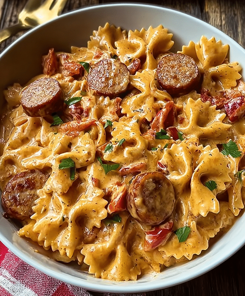 One Pot Creamy Cajun Sausage Pasta