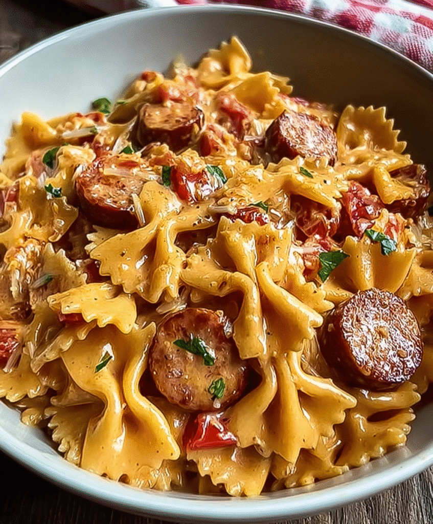 One Pot Creamy Cajun Sausage Pasta