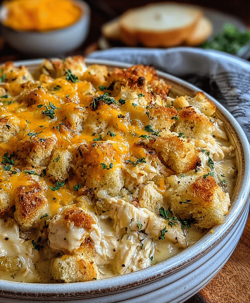 Slow Cooker Creamy Chicken and Stuffing