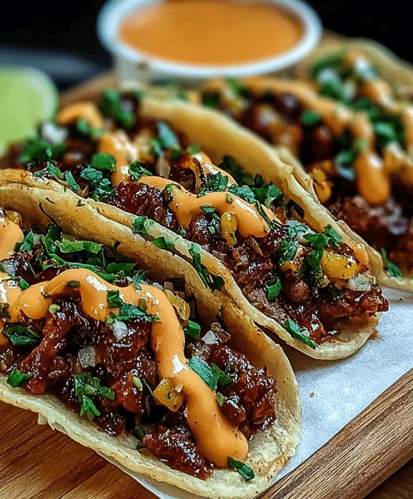 Garlic Butter Honey BBQ Tacos