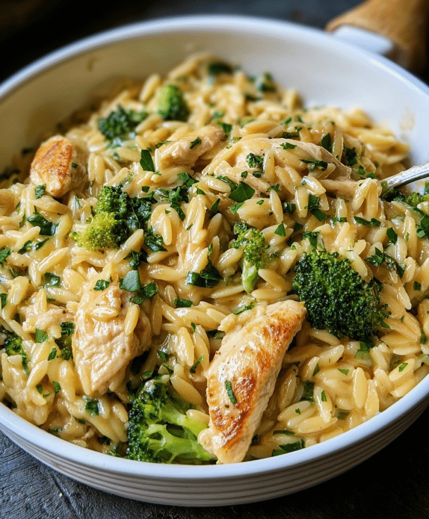 Cheesy Chicken Broccoli Orzo