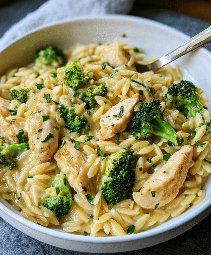 Cheesy Chicken Broccoli Orzo