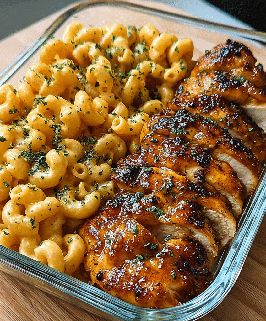 High-Protein Honey Garlic Butter Chicken with Mac & Cheese