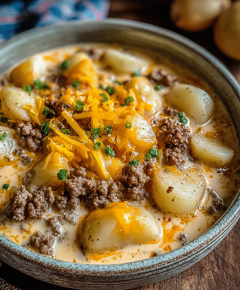Slow Cooker Creamy Cheeseburger Potato Soup