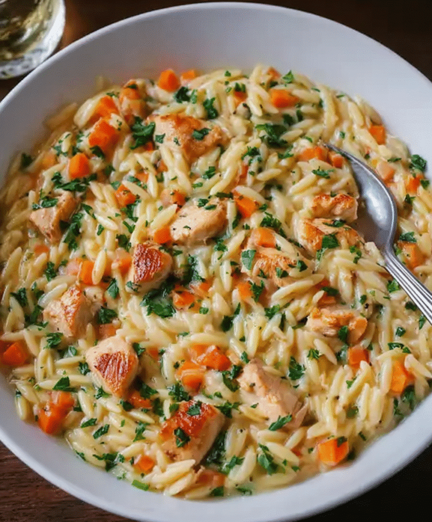 Easy Creamy Chicken Pot Pie Orzo Recipe