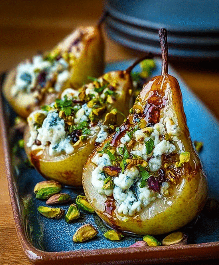 Roasted Pears with Blue Cheese and Pistachios
