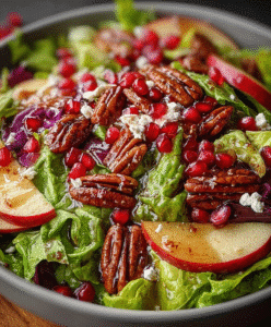 Pomegranate Pecan Salad with Tangy Vinaigrette