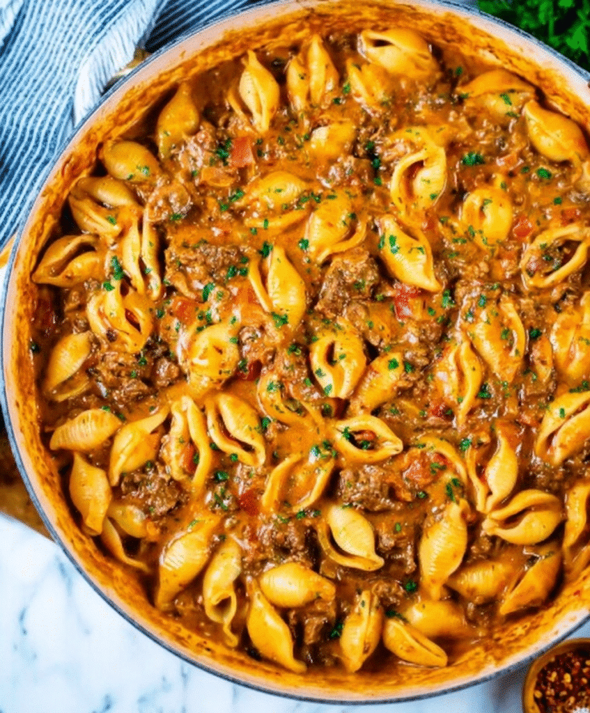 Creamy Beef and Shells Recipe