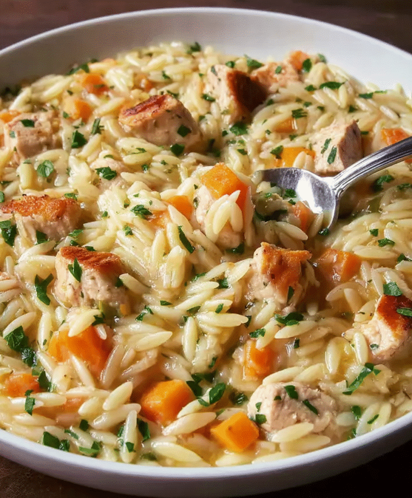 Easy Creamy Chicken Pot Pie Orzo Recipe