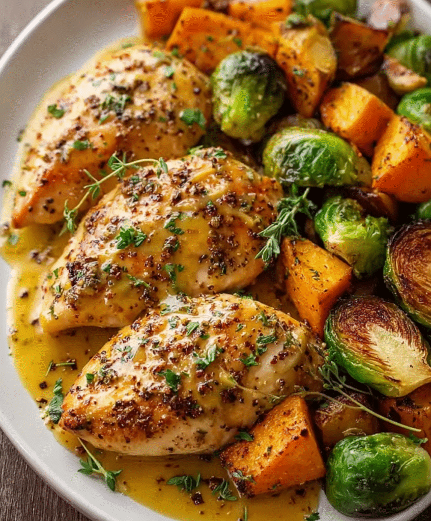 Easy Sheet Pan Honey Dijon Chicken with Veggies
