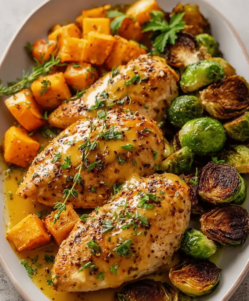 Easy Sheet Pan Honey Dijon Chicken with Veggies
