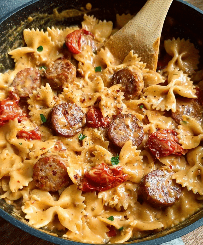 One Pot Creamy Cajun Sausage Pasta