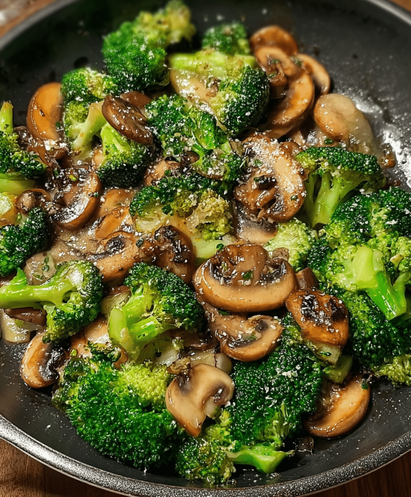Garlic Butter Broccoli & Mushrooms Skillet
